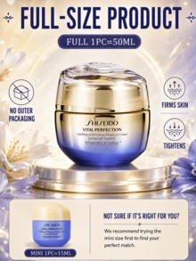 Shiseido Revitalizing Supreme+ Brightening Cream - Melembapkan, ukuran penuh 50ml, ukuran sampel 15ml. Mengangkat dan mengencangkan, mengurangi garis-garis halus dan kerutan, mencerahkan kulit. Cocok untuk semua jenis kulit. - krim - View 5