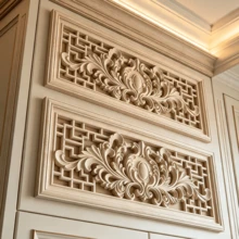 2pcs Solid Wood Carving With Hollow Horizontal Flowers, Home Decorations, Woodworking Supplies, Suitable For Cabinets, Doors And Windows, Furniture, Background Walls, Porches, Offices And Other Decorations, Holiday Decorations, DIY Decorations. - Multicolor - View 10