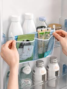 1/2pcs Refrigerator Storage Bags, Hanging Organizer Bags, Kitchen Storage Hanging Bags, Double Compartment Refrigerator Organizer Bags, Home Classification Storage Bags - Multicolor - View 3