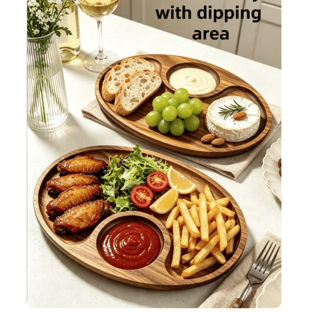 1pc Acacia Wood Tray, Creative Wooden Tray, Suitable For Sushi, Bread, Desserts And Snacks, Perfect For Halloween, Father's Day, Weddings, Home Kitchen And Outdoor Camping - Mocha Brown - View 1