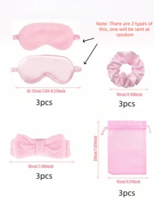 24件/1套 粉色伴娘禮品套裝，適用於新娘派對、單身女派對，包含緞面眼罩、絲綢刷子、珊瑚絨蝴蝶結髮箍，附歐根紗袋，適合婚禮賓客、睡衣派對、女性自我護理、美容主題派對，大宗批發 - 多色 - 查看 11