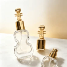 30ml Violin-Shaped Refillable Perfume Spray Bottle, Transparent Empty Glass Perfume Atomizer With Gold Violin Cap, Fine Mist Leak-Proof Portable Cosmetic Dispenser, Reusable Mini Perfume Container, Suitable For Travel, Women's Birthday Gift - Multicolor - View 2
