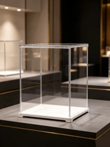 Transparent Acrylic Display Case With Dust Protection | Stackable Display Box For Figures, Books, 3D Puzzles & Miniature House Kits 25x24.9x31cm - 1PC - View 1