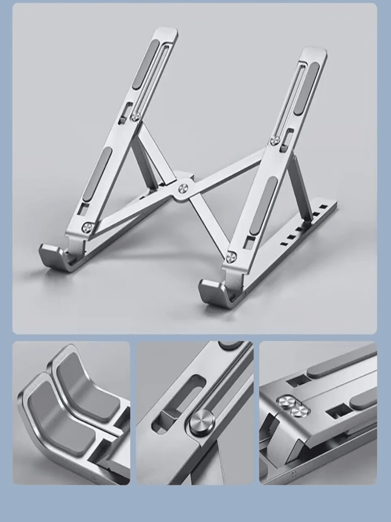 Laptop Stand, Foldable Height Adjustable Stand, Portable Desktop Holder, Tablet Phone Stand, Multi-Angle Support Bracket, Computer Base, Desktop Stand, Ventilation Heat Dissipation, Sturdy And Durable, Convenient To Carry, Travel Essential, Suitable For Home Or Office, Multiple Styles Available, Perfect Gift For Family And Friends - View 1