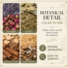 35 Labelled Dried Botanical Packs With Feather, Bell, Decorative Spoon And Parchment Sheets, Witchcraft Craft & Ritual Altar Supplies, Boxed Set For Adults - 35pcs - View 3