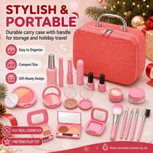 Christmas Kids Pretend Makeup Set, Plastic Simulated Makeup Toy Gift Box With Carrying Storage Case - Multicolor - View 3