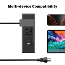 Stopkontak Terintegrasi, 2 Stopkontak AC dan 2 Port USB-A (5V 2.1A), Kabel Ekstensi 1,5m/5ft, Stasiun Pengisian Daya Terintegrasi untuk Meja, Cocok untuk Meja Kantor Rumah, Meja Dapur, Meja Samping Tempat Tidur, Meja Samping Sofa, Meja Kerja, Kamar Asrama - Steker Tipe B AS (110-127V) - View 6
