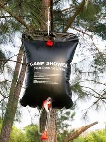 20L Extra Large Capacity Outdoor Shower Bag, Made Of Portable PVC Material, With Red Hose And Foldable Outdoor Shower Device, Suitable For Hiking, Travel And Outdoor Activities, Outdoor Shower Bag - Black - View 4