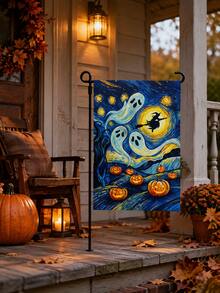 1 buah Bendera Taman Halloween, Bendera Halaman dengan Motif Hantu, , Tengkorak & Monster, Dekorasi Teras, Halaman, dan Taman Halloween Musim Gugur - A - View 6