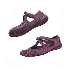Stylish Mary Jane Five Fingers Barefoot Shoes |   Women Wide Toe Box Minimalist Water Shoes For Yoga, Beach & Daily Walking - Fig - View 2