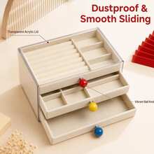 Large Capacity Multi-Layer Jewelry Storage Box With Transparent Lid, Compartment Tray For Earrings, Rings, Bracelets And Necklaces - Multicolor - View 6
