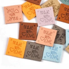 10/20/40/60/80Pcs Mixed Color Square Handmade Labels, Colorful Leather Labels, Microfiber Leather, Decoration For Clothing And Handicrafts - Multicolor - View 11