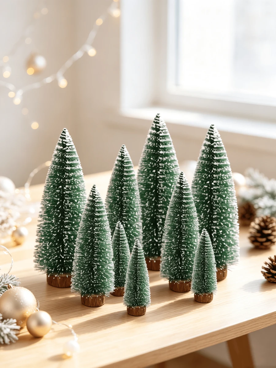 Green Artificial Mini Christmas Tree, 9-Piece Set, 10/16/22 Cm, Small Christmas Decoration For The Table, DIY Christmas Tree, Suitable For Mannequins And Festive Decoration - Green - View 1