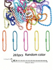110pcs/Set Multi-Color Bead Keychains, Includes Metal Chains And Connectors, DIY Jewelry Making Accessories, Suitable For Decoration And Labeling - Multicolor - View 12