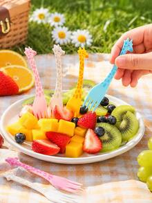 24/12/1pc Exquisite Fruit Fork, Cake Pick, Coffee Stirrer, Milkshake Fork, Bento Accessory, Mug Decor Top, Kitchen Tool, Party Accessory, Holiday Gift, Tabletop Decor, Washable And Reusable - Multicolor - View 4