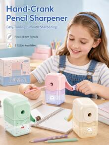 1pc Kids Hand-Crank Pencil Sharpener, Labor-Saving Durable Manual Pencil Sharpener, Suitable For Elementary Students, School Supplies & Back To School - Multicolor - View 2