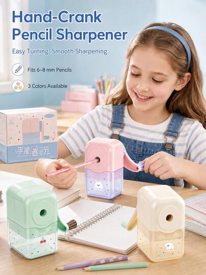 1 buah Rautan Pensil Engkol Tangan untuk Anak-Anak, Rautan Pensil Manual yang Hemat Tenaga dan Tahan Lama, Cocok untuk Siswa Sekolah Dasar, Perlengkapan Sekolah & Kembali ke Sekolah