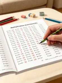 48-Page Multiplication And Division Practice Book, Student Arithmetic Notebook, Math Daily Practice, Suitable For Home And School Learning, Elementary Math Transition, Introductory Math Mental Calculation, Back To School Supplies And School Season Supplies - Multicolor - View 4