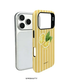 UMBAUTY 1pc Fashionable Phone Case, Fresh Lemon Stripe Pattern Design, Compatible With Phone 17 Pro Max, 16 Pro Max, 15 Pro Max, 14 Pro Max, 11/12/13/14/15/16/18 Pro/Pro Max/Plus. This High-End, Fashionable And Fun Phone Case Is Suitable For Both Men And Women, Making It An Ideal Gift For Girlfriend On Easter, Spring, Halloween, Wedding Season And Birthday - Multicolor - View 3