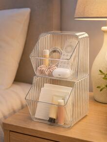 1pc 2-Tier Clear Coffee Capsule Organizer, Transparent Plastic Stackable Desktop Storage Bin With Front Open Design, Coffee Pod Tea Bag Organizer For Kitchen Counter, Coffee Bar, Fall Home Organization - Transparent - View 7