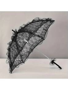 1pc Halloween Polyester (Polyester) Wedding Elegant Romantic Umbrella, Suitable For All Seasons - Black - View 4
