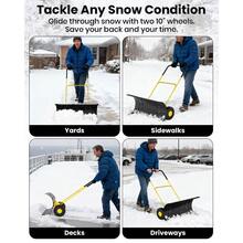 GOCAPTAIN 29-Inch (74 Cm) Heavy-Duty Wheeled Snow Shovel, Suitable For Driveways And Doorways - Sturdy Non-Slip Handle, Durable Double Rods, Fast Snow Clearing - U-Shaped Handle, Red Hub, Black Scoop, Large Double Rods - Big Double Bar - View 10
