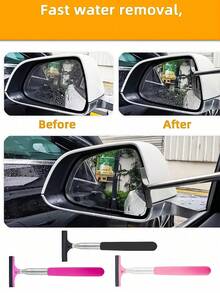 Side Rearview Mirror Wiper, Car Rearview Mirror Wiper, Portable Interior/Exterior Car Cleaning Towel Tool, Rain/Fog Weather Car Accessory, Portable Car Window Cleaning Brush, Snow Removal Brush - A - View 9