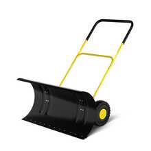 GOCAPTAIN 29-Inch (74 Cm) Heavy-Duty Wheeled Snow Shovel, Suitable For Driveways And Doorways - Sturdy Non-Slip Handle, Durable Double Rods, Fast Snow Clearing - U-Shaped Handle, Red Hub, Black Scoop, Large Double Rods - Big Double Bar - View 1