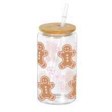 16oz Christmas Decorative Transparent Glass Cup With Bamboo Lid And Straw, Cute Christmas Snowflake, Gingerbread Man And Nutcracker Pattern, Practical Reusable Drinking Cup, Suitable For Holiday Celebration, Desk Decor And Holiday Gift Choice - Multicolor - View 11