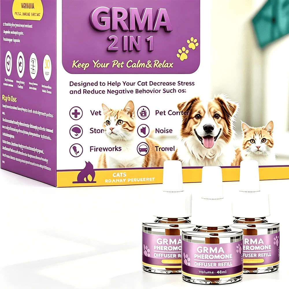 2-In-1 Premium Cat Soothing Spray (60-Day Supply, Includes 2 Refills) Helps Relieve And Reduce Fighting, Spraying And Scratching, No Odor, - Does Not Include Heating Tip, Only Refills Of Soothing Solution. - Supplemental Fluid Kit - View 1
