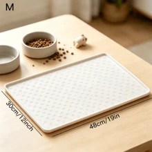 12"*18" Silicone Pet Feeding Mat, Suitable For Dogs And Cats, Multi-Paw Print Waterproof Pet Meal Mat, Anti-Spill Food And Water Bowl Tray, Reusable Non-Slip Feeding Mat, Suitable For Small, Medium, Large Pets - White - View 8