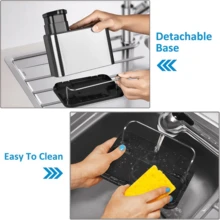 3-In-1 Multifunctional Soap Dispenser & Sponge Holder Sink Organizer Tray - Freestanding Countertop Storage Box With Pump Head, Durable Stainless Steel Material, Suitable For Kitchen And Bathroom Sinks | No Electricity Required | Space-Saving Design | Ideal For Dishwashing And Hand Cleaning Supplies - View 6
