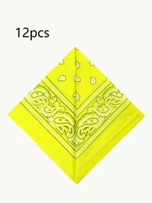 12pcs Fashion Paisley Pattern Square Handkerchiefs Unisex Versatile Accessories DIY Headscarf Hair Tie Scarf All Seasons - Multicolor - View 19