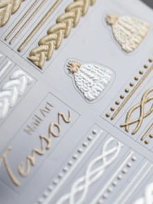 1 st 5D nagelsticker med elegant tröjmönster, självhäftande dekoration - Silver - Visa 2