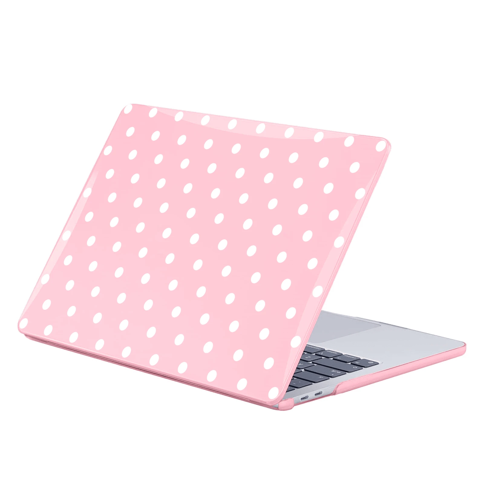 Pink Polka Dot Pattern Protective Case, Durable Plastic Hard Shell Cover - Pink - View 1