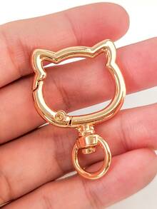 2/3/4pcs Rotating Cat Keychain Zinc Alloy Bag Hardware Spring Clasp Metal Ring Open Spring Loop, Perfect For DIY, Jewelry Metal Keychain Metal Shape Spring Clasp, Outdoor Metal Keychain Key Chain Bag Clip Hook Dog Chain Clasp Suitable For Phone Bag Keychain Hook Clasp Bag Hanging Hook, Handmade DIY Accessories, Halloween, Christmas - Gold - View 3