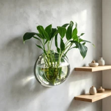 Wall-Mounted Transparent Acrylic Hydroponic Vase Fish Tank Plant Pot, Decorative Wall Hanging Ornament, Suitable For Living Room, Bedroom, Bathroom, Office - Fully Transparent Design + Landscaping Gifts - View 7
