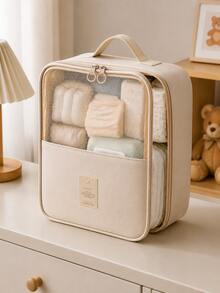 Baby Storage Bag With Mesh Window, Portable Baby Care Organizer Bag With Handle And Zipper Design For Baby Essentials Organization - Storage - View 4
