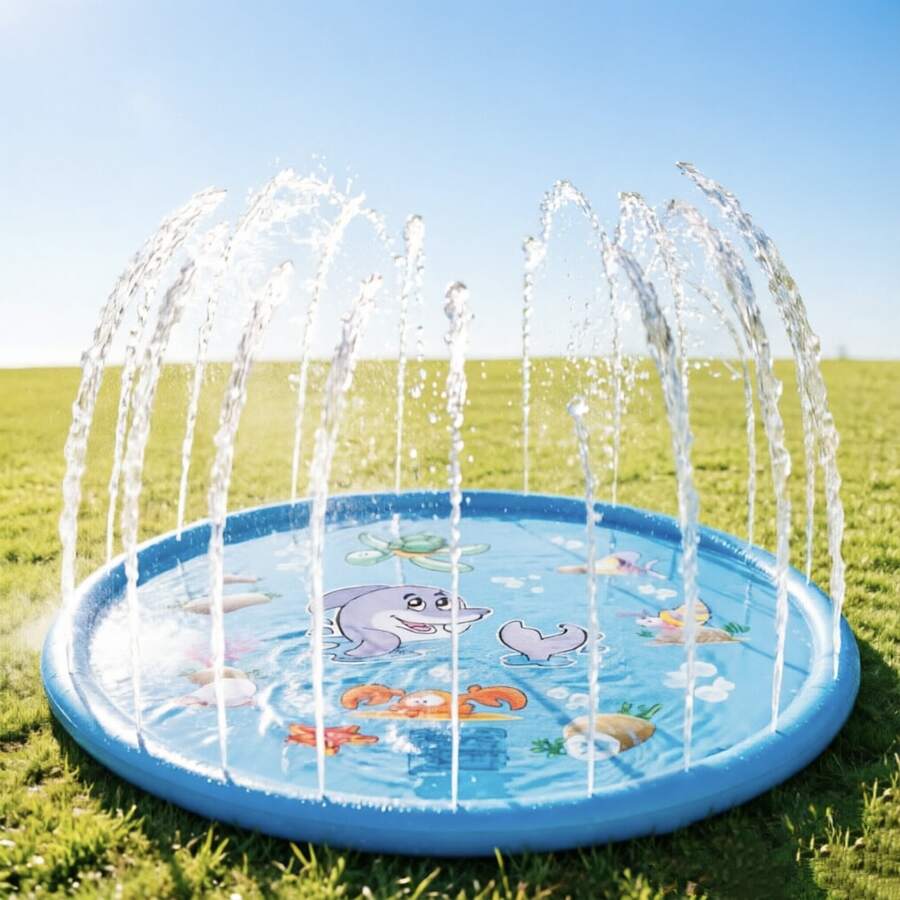 Marine Life Pattern Water Spray Trampoline - Multicolor - View 1