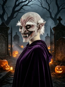 1pc Halloween Costume Mask, Scary White Eyebrow Old Monster Costume Prop - Multicolor - View 7