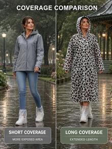Women's Fashion Leopard Print Hooded Raincoat, Reusable Lightweight Long Rain Cape With Drawstring, Waterproof Rain Jacket For Camping, Hiking, Daily Commute, Travel, Holiday, Essential - Multicolor - View 6