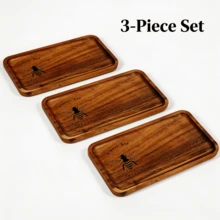 1/2/3 Rectangular Tray - Featuring A Creative Laser-Engraved Bee Pattern, This Washbasin Tray, Bathroom Tray, Perfume Tray, Bathroom Countertop Storage Box, Rectangular Bathroom/Washbasin Storage Rack With Polished Wood Grain, Minimalist Solid Wood Tray, Decorative Tray, Bathroom Decoration, Bathroom Accessories. - Brown - View 10