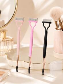 Stainless Steel Eyelash Comb & Brush, Dual-Ended Eyelash Separator Tool, Eyelash Curler Tool, Affordable Eyebrow Brush, Makeup & Grooming Tool For Women And Beginners, Travel Essential, School Essential, Bedroom Makeup Accessory, Christmas Gift - Multicolor - View 4