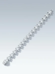 Luxury Moissanite Tennis Bracelet 925 Sterling Silver Secure Clasp Design Sparkling Bracelet Wedding Birthday Gift For Women - Silver - View 7