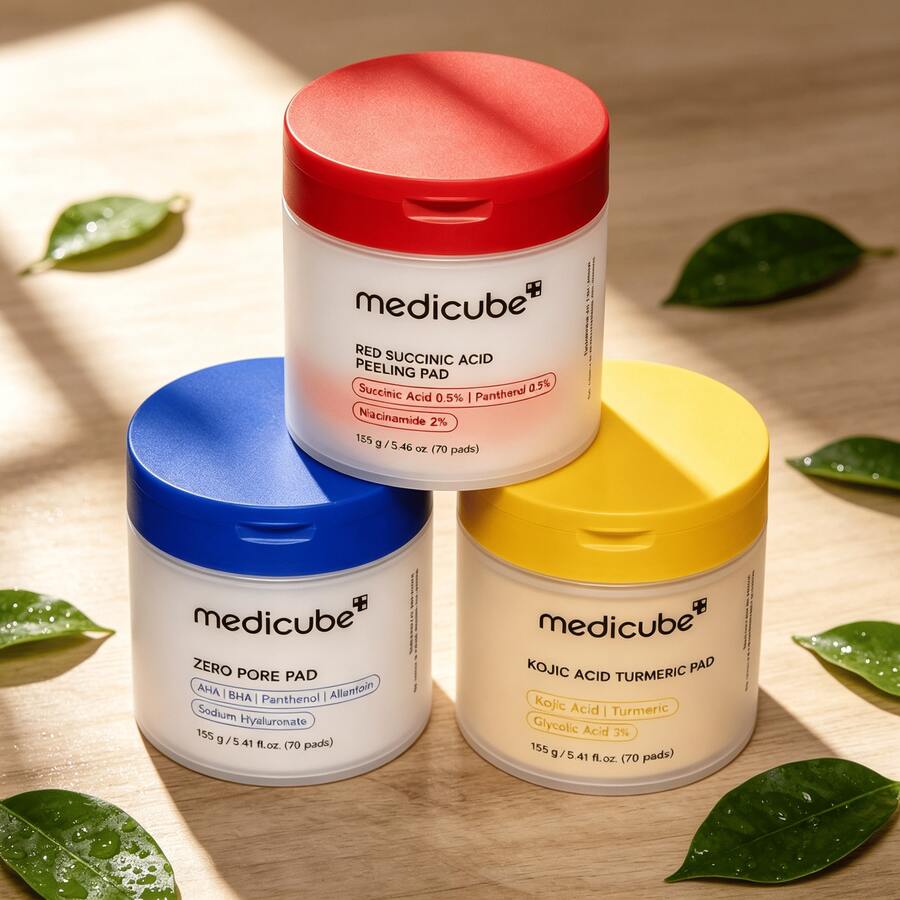 Medicube Zero Pore Pads, Kojic Acid Turmeric Clarifying Toner Pads, Red ...