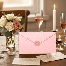 50/100pcs Optional Mixed Stationery Set, A7 Paper Envelopes With Matching Wax Seal, 19*12.9cm Solid Color V-Flap Mailing Envelopes, Multi-Purpose Invitation Envelopes, Suitable For Greeting Cards, Wedding Parties, Holiday Gifts, Correspondence Stationery - 50/100pcs Envelopes + 50/100pcs Wax Seals - View 6