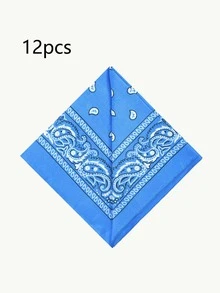 12pcs Fashion Paisley Pattern Square Handkerchiefs Unisex Versatile Accessories DIY Headscarf Hair Tie Scarf All Seasons - Multicolor - View 21
