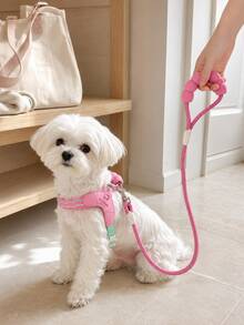 1pc Adjustable Pet Saddle-Style Harness, Soft Sponge Handle Design, Reflective Wavy Stripe Dog Chest Strap, Lightweight Comfortable Small Dog Puppy Walking Harness, Outdoor Pet Supplies, Cat Dog Accessories Dog Leash Harness, Small Dog Harness, Puppy Travel Essential, Car Pet Supplies, Cat Dog Goodies, Dog Leash, Cute Pet Outdoor Walking Gear - Multicolor - View 5