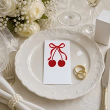 Cherry Bow Blank Message Cards, White Writable Paper Cards With Cute Red Ribbon Design, Suitable For Wedding Favors, Gift Boxes, Gift Bags, Birthday Parties, Baby Showers, Thank You Cards, Small Business Packaging And Holiday Gift Wrapping - View 2