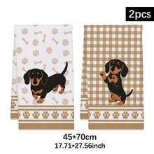 2 buah Handuk Dapur Minimalis Motif Kotak-kotak & Dachshund, 40*60cm Handuk Teh Mikrofiber Lembut, Cocok untuk Dapur Rumah, Restoran, Berkemah di Luar Ruangan, Pembersih Meja, Kain Lap Piring, Handuk Tangan, Aksesoris, Hadiah Liburan - MultiWarna - View 12